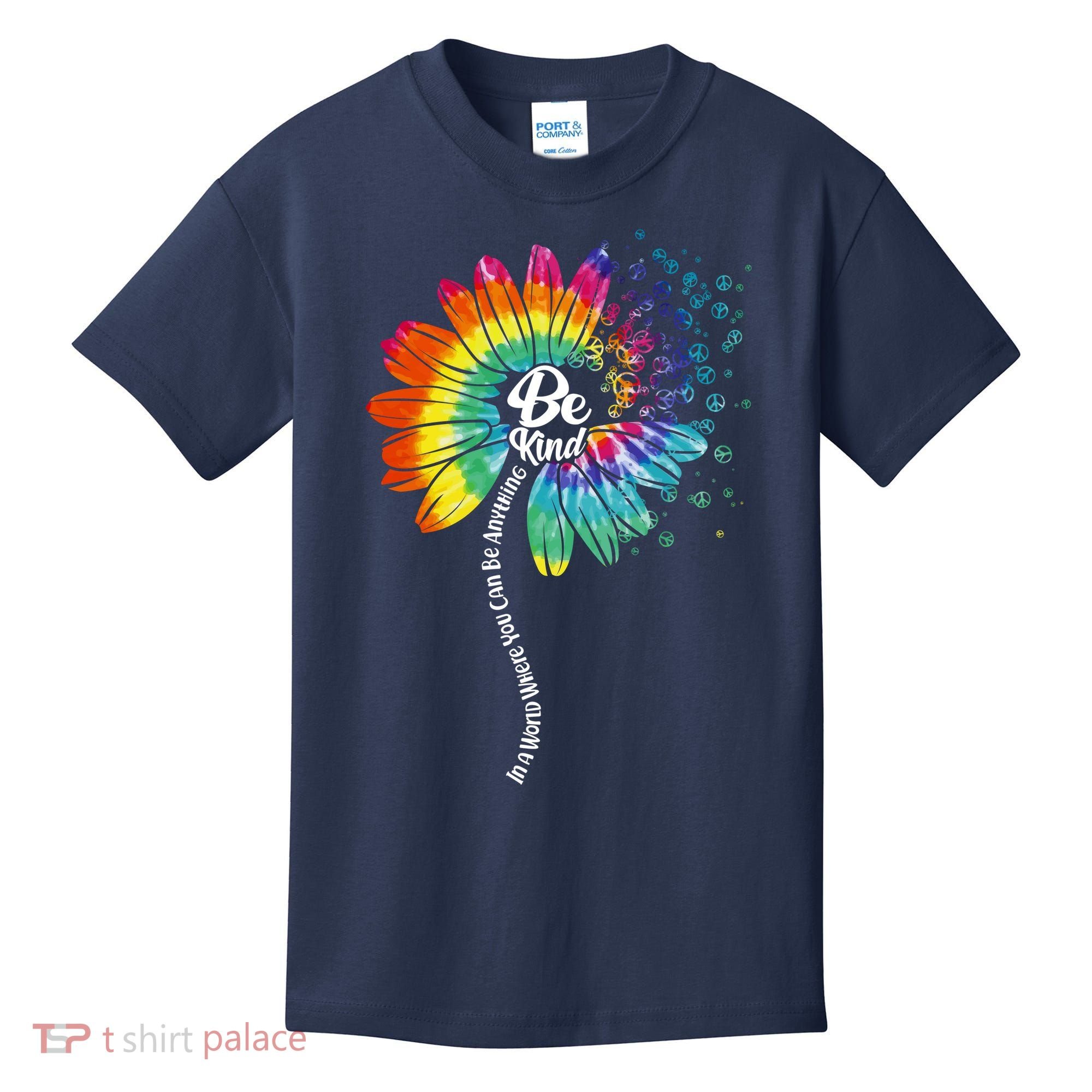 Be Kind Tie Dye Peace Flower Kids T-Shirt