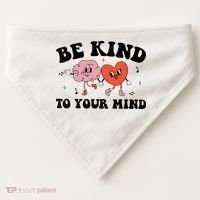 Be Kind To Your Mind Groovy Retro Mental Health Awareness USA-Made Doggie Bandana thumb 0