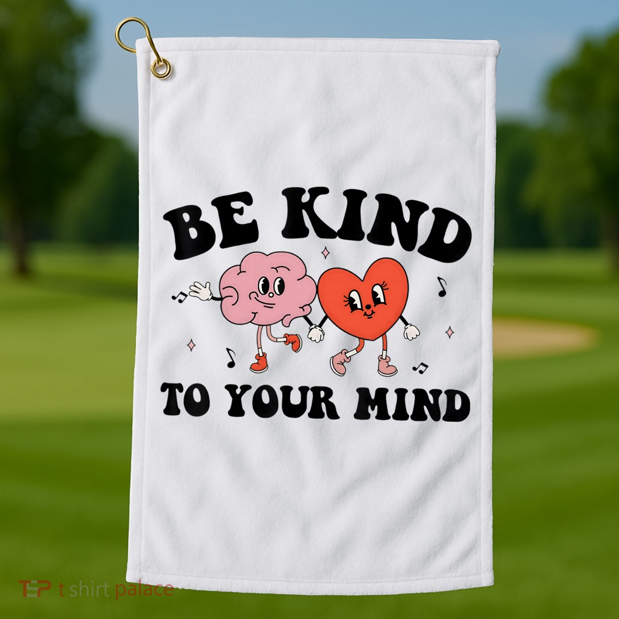 Be Kind To Your Mind Groovy Retro Mental Health Awareness Golf Towel