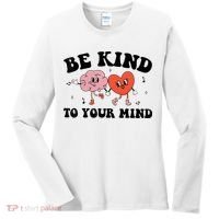 Be Kind To Your Mind Groovy Retro Mental Health Awareness Women's Long Sleeve Shirt thumb 0
