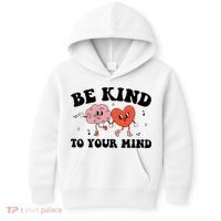 Be Kind To Your Mind Groovy Retro Mental Health Awareness Kids Hoodie thumb 0