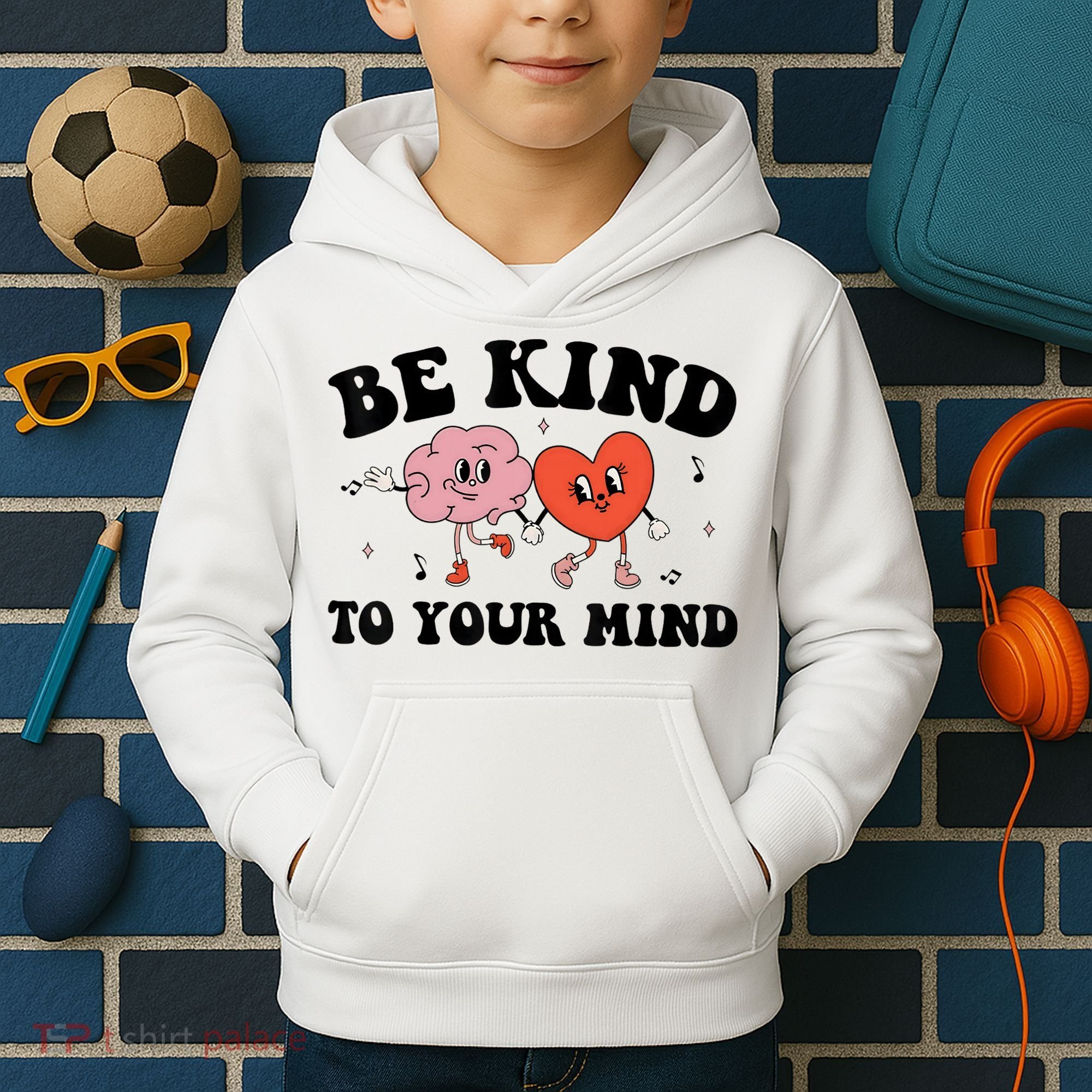 Be Kind To Your Mind Groovy Retro Mental Health Awareness Kids Hoodie