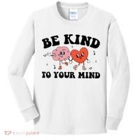 Be Kind To Your Mind Groovy Retro Mental Health Awareness Kids Long Sleeve Shirt thumb 0