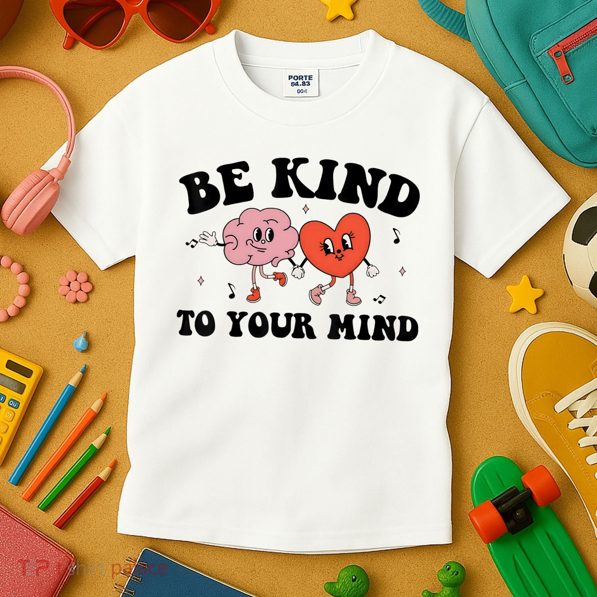 Be Kind To Your Mind Groovy Retro Mental Health Awareness Kids T-Shirt