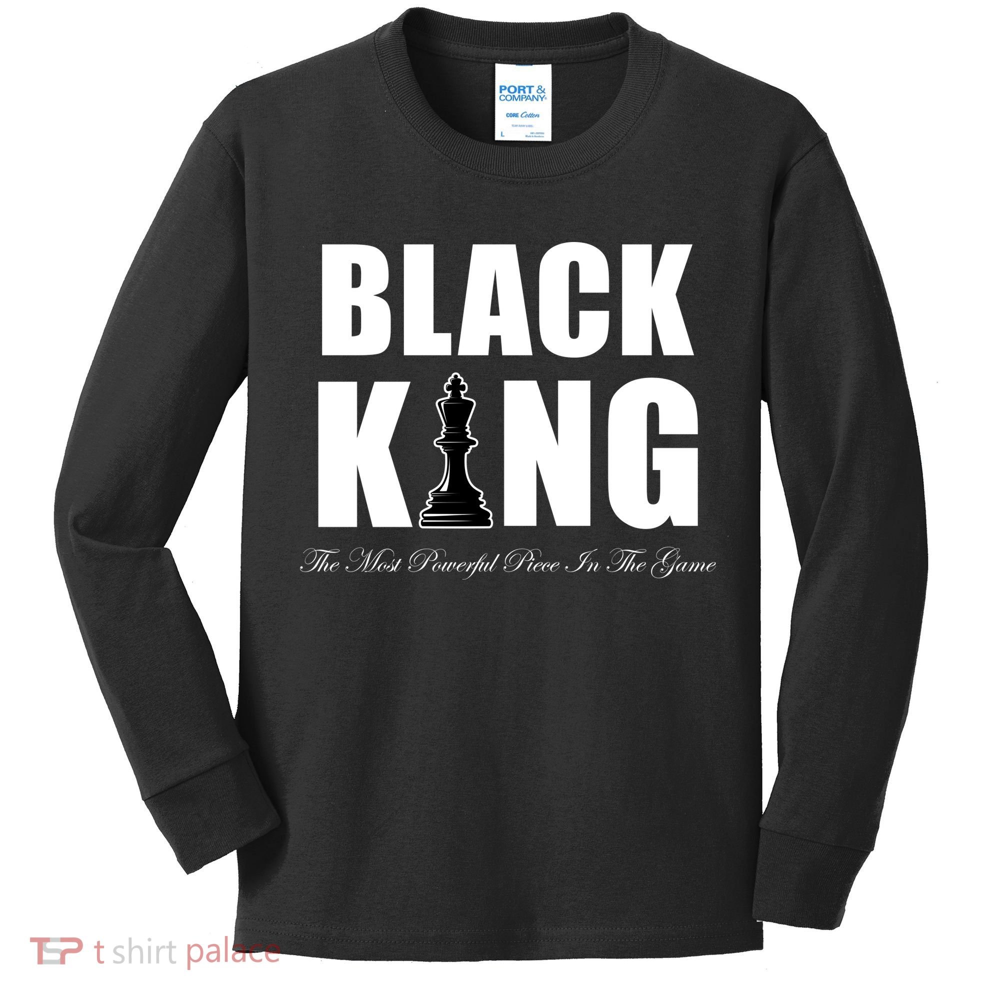 Black King The Most Powerful Piece In The Game African Pride Kids Long Sleeve Shirt