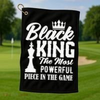 Black King The Most Powerful Piece in The Game Golf Towel thumb 1