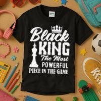 Black King The Most Powerful Piece in The Game Kids T-Shirt thumb 3