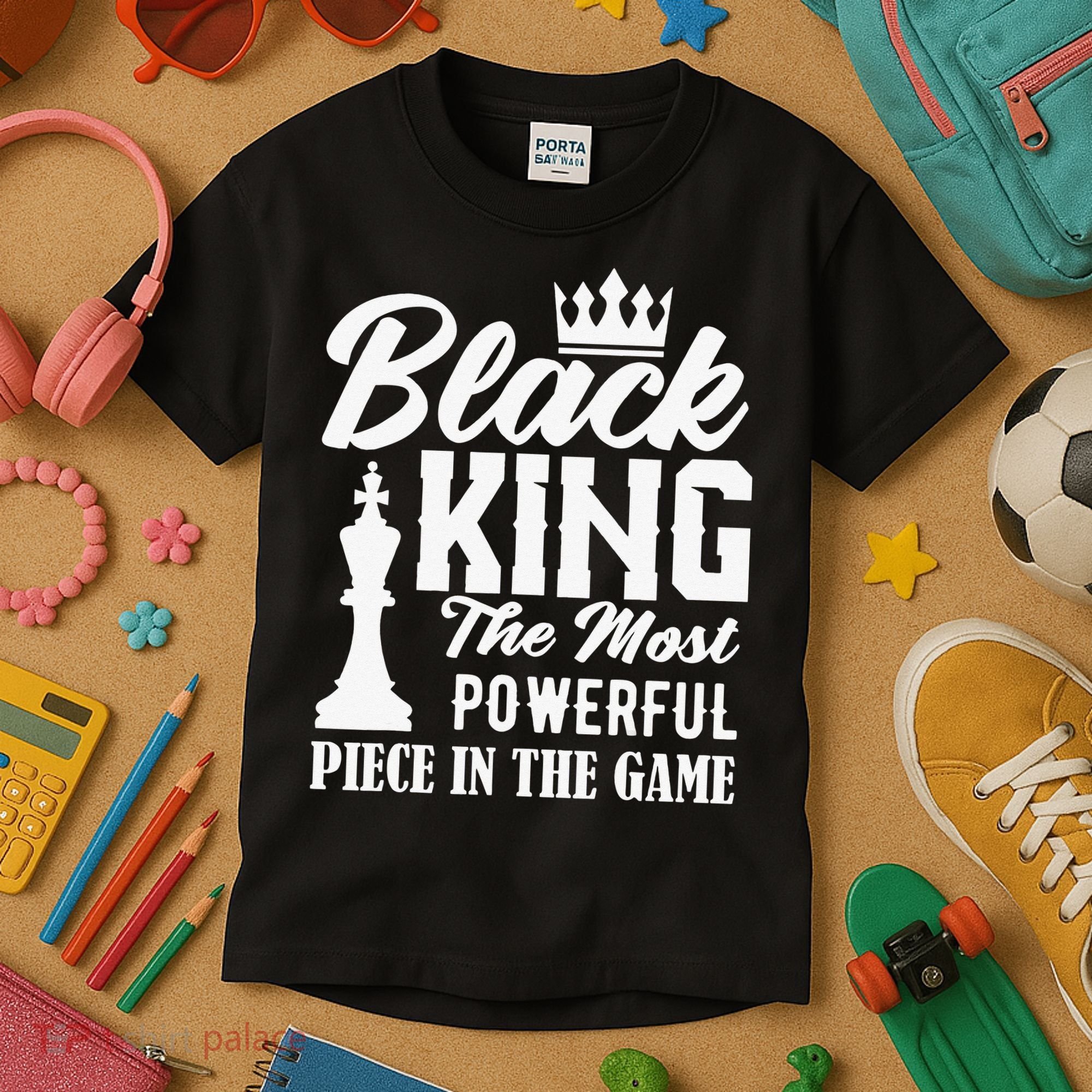 Black King The Most Powerful Piece in The Game Kids T-Shirt
