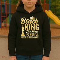 Black King The Most Powerful Piece in The Game Kids Hoodie thumb 3