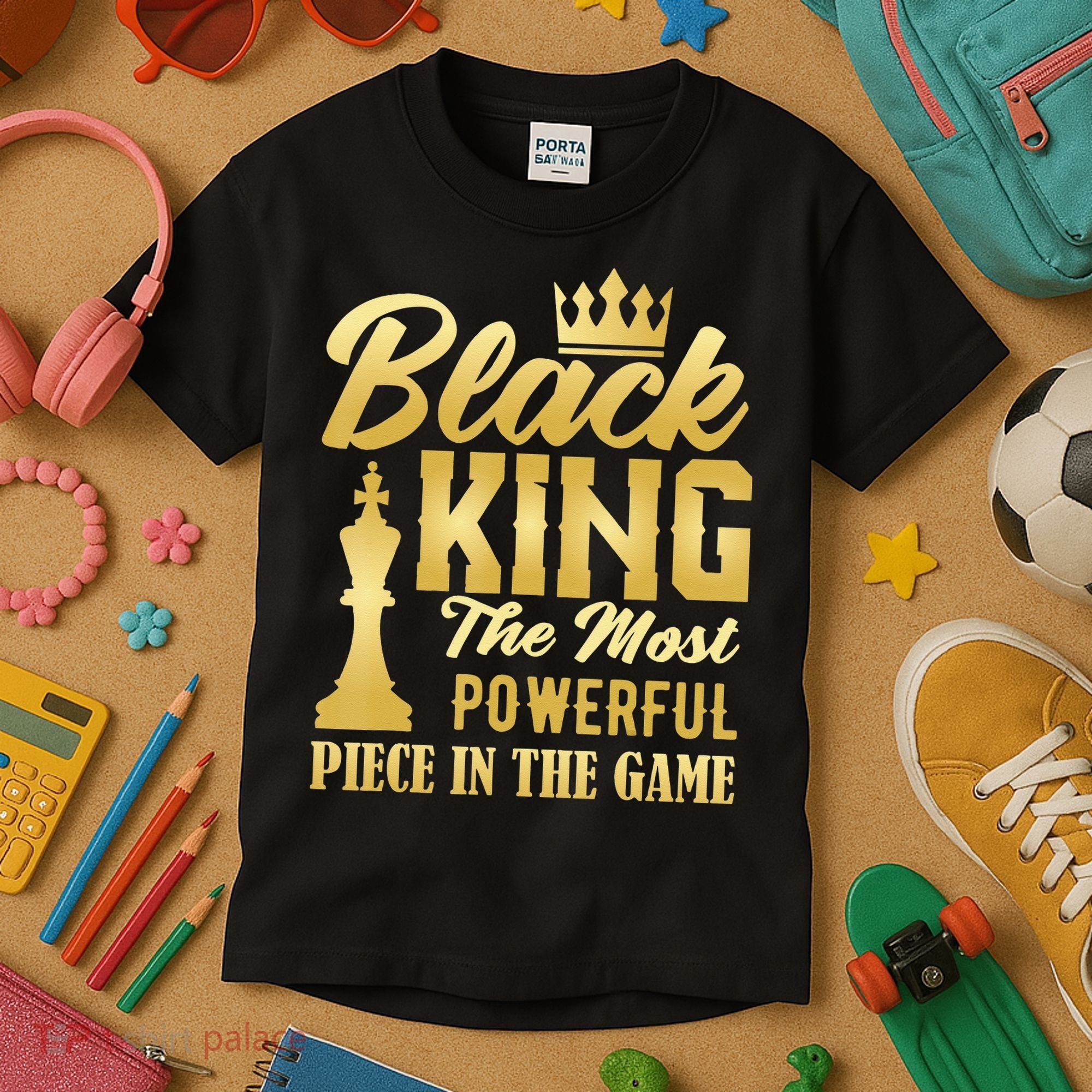 Black King The Most Powerful Piece in The Game Kids T-Shirt