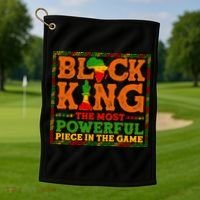 Black King The Most Powerful Piece In The Game Celebrate Black History Golf Towel thumb 1