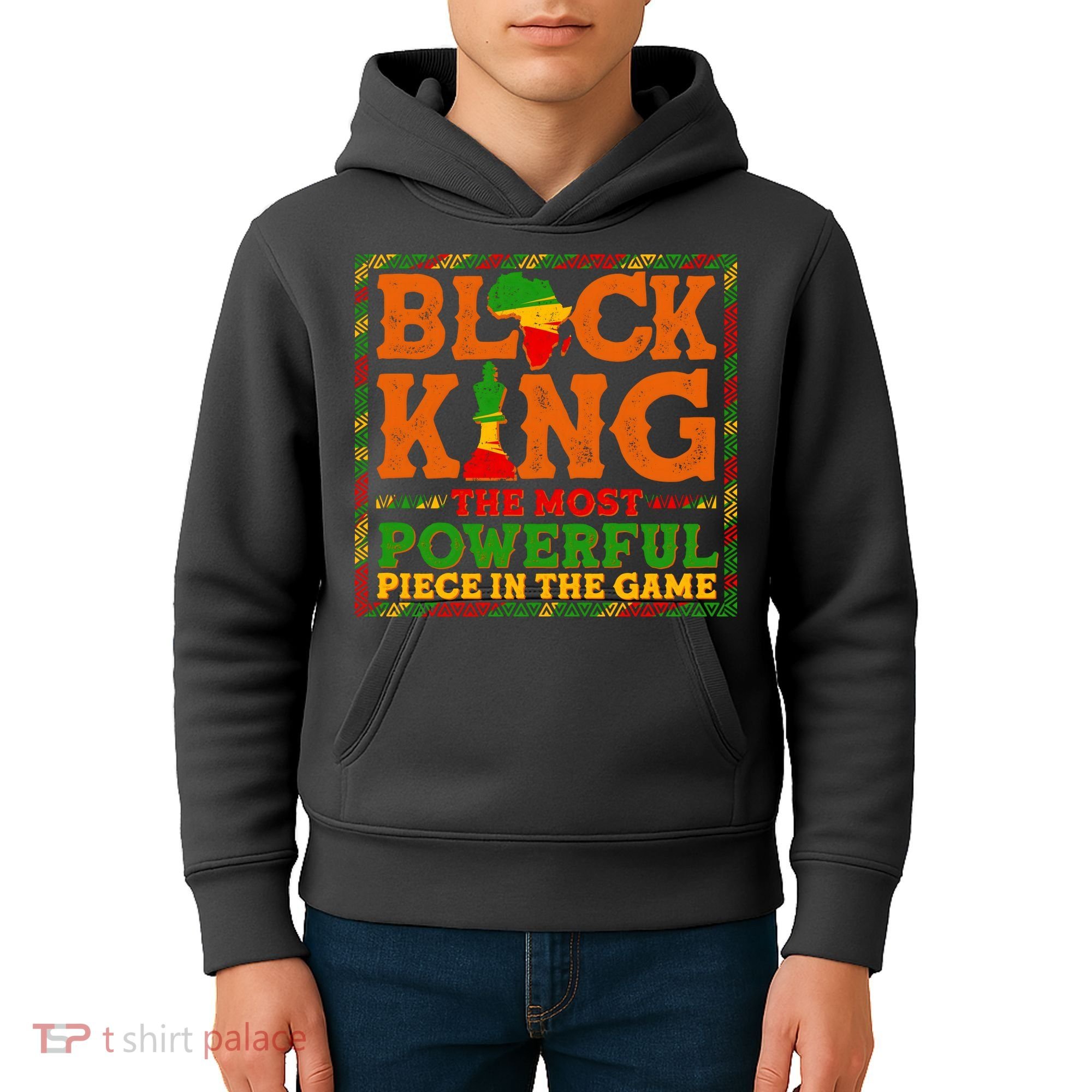 Black King The Most Powerful Piece In The Game Celebrate Black History Kids Hoodie
