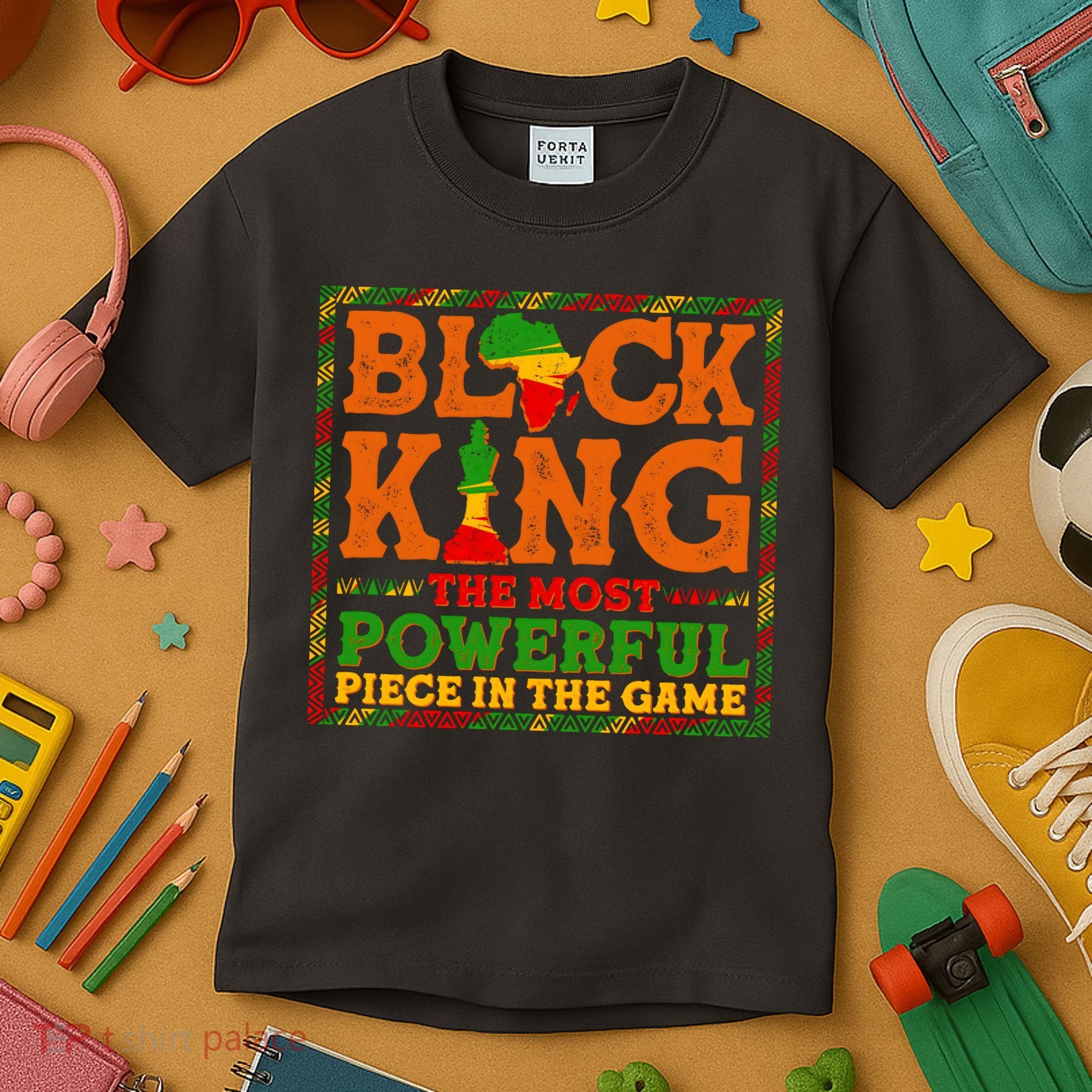 Black King The Most Powerful Piece In The Game Celebrate Black History Kids T-Shirt