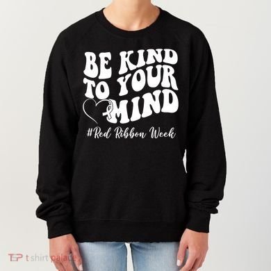 Be Kind To Your Mind Red Ribbon Week Groovy Women's Sweatshirt