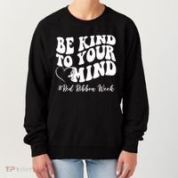 Be Kind To Your Mind Red Ribbon Week Groovy Women's Sweatshirt thumb 0
