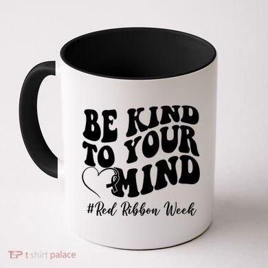 Be Kind To Your Mind Red Ribbon Week Groovy Coffee Mug