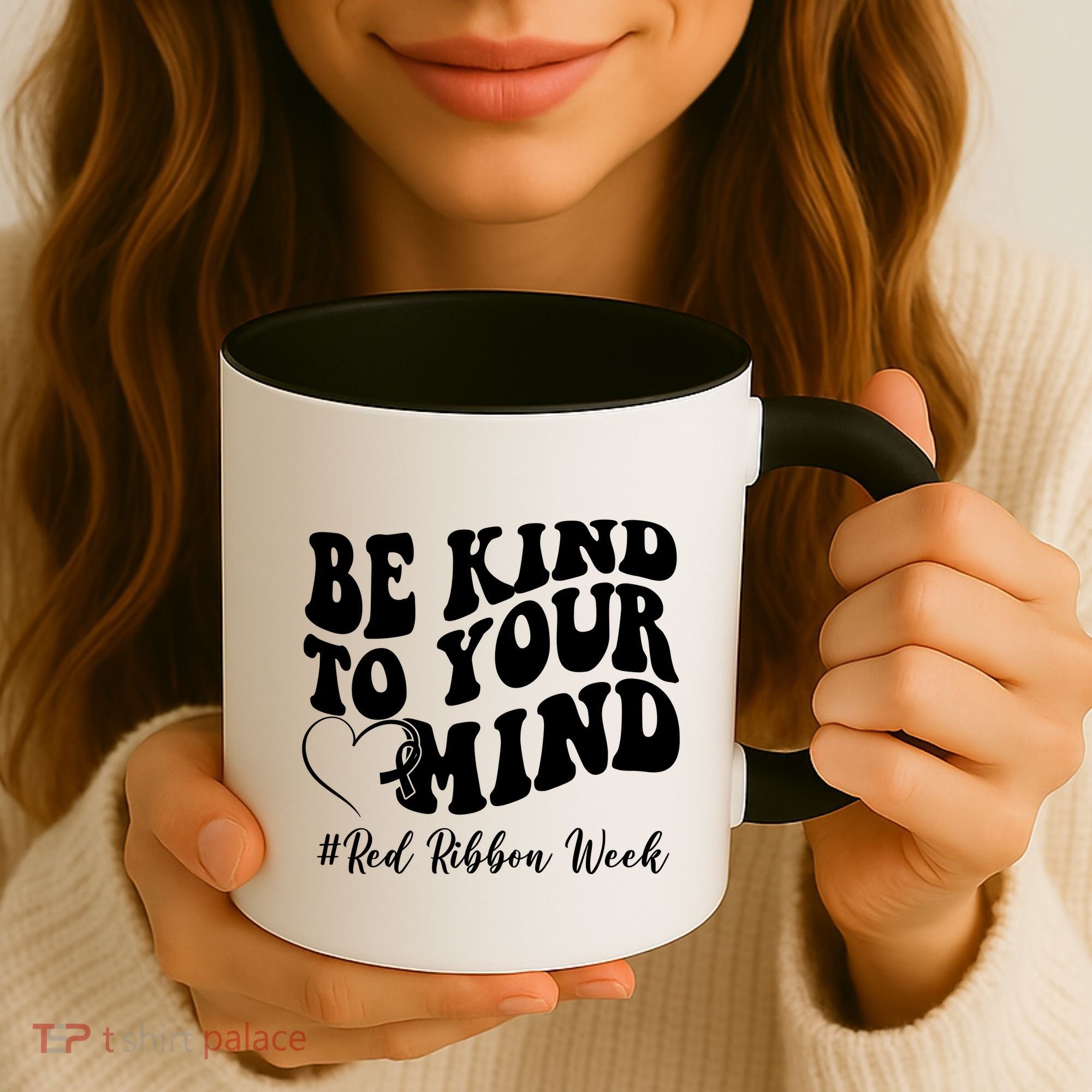 Be Kind To Your Mind Red Ribbon Week Groovy Coffee Mug