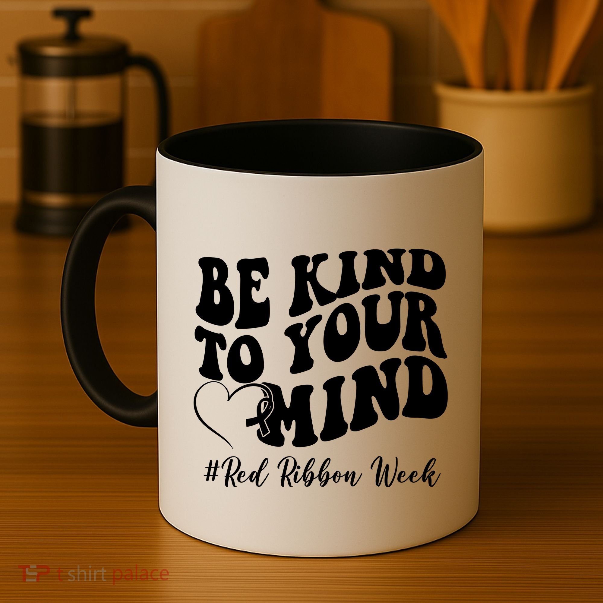 Be Kind To Your Mind Red Ribbon Week Groovy Coffee Mug