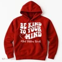 Be Kind To Your Mind Red Ribbon Week Groovy Hoodie thumb 0