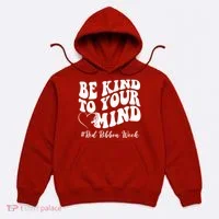 Be Kind To Your Mind Red Ribbon Week Groovy Hoodie thumb 0