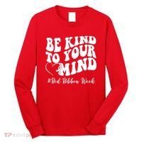 Be Kind To Your Mind Red Ribbon Week Groovy Long Sleeve Shirt thumb 0