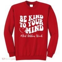 Be Kind To Your Mind Red Ribbon Week Groovy Sweatshirt thumb 0
