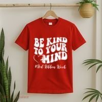 Be Kind To Your Mind Red Ribbon Week Groovy T-Shirt thumb 2