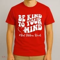 Be Kind To Your Mind Red Ribbon Week Groovy T-Shirt thumb 3
