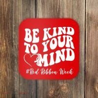 Be Kind To Your Mind Red Ribbon Week Groovy Coaster thumb 0