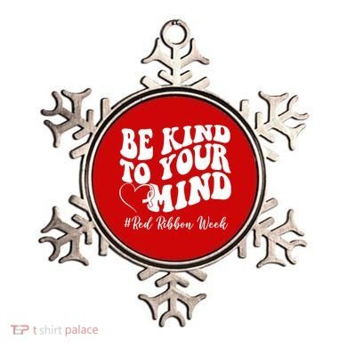 Be Kind To Your Mind Red Ribbon Week Groovy Ornament