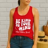 Be Kind To Your Mind Red Ribbon Week Groovy Women's Tank Top thumb 2