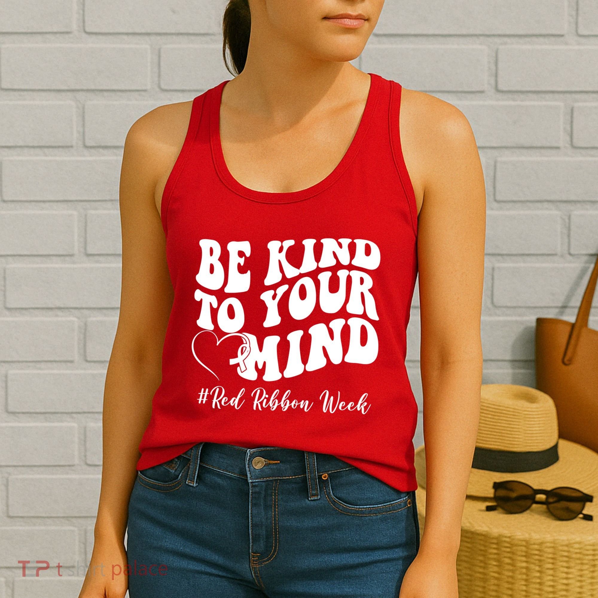 Be Kind To Your Mind Red Ribbon Week Groovy Women's Tank Top