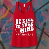 Be Kind To Your Mind Red Ribbon Week Groovy Women's Tank Top thumb 3
