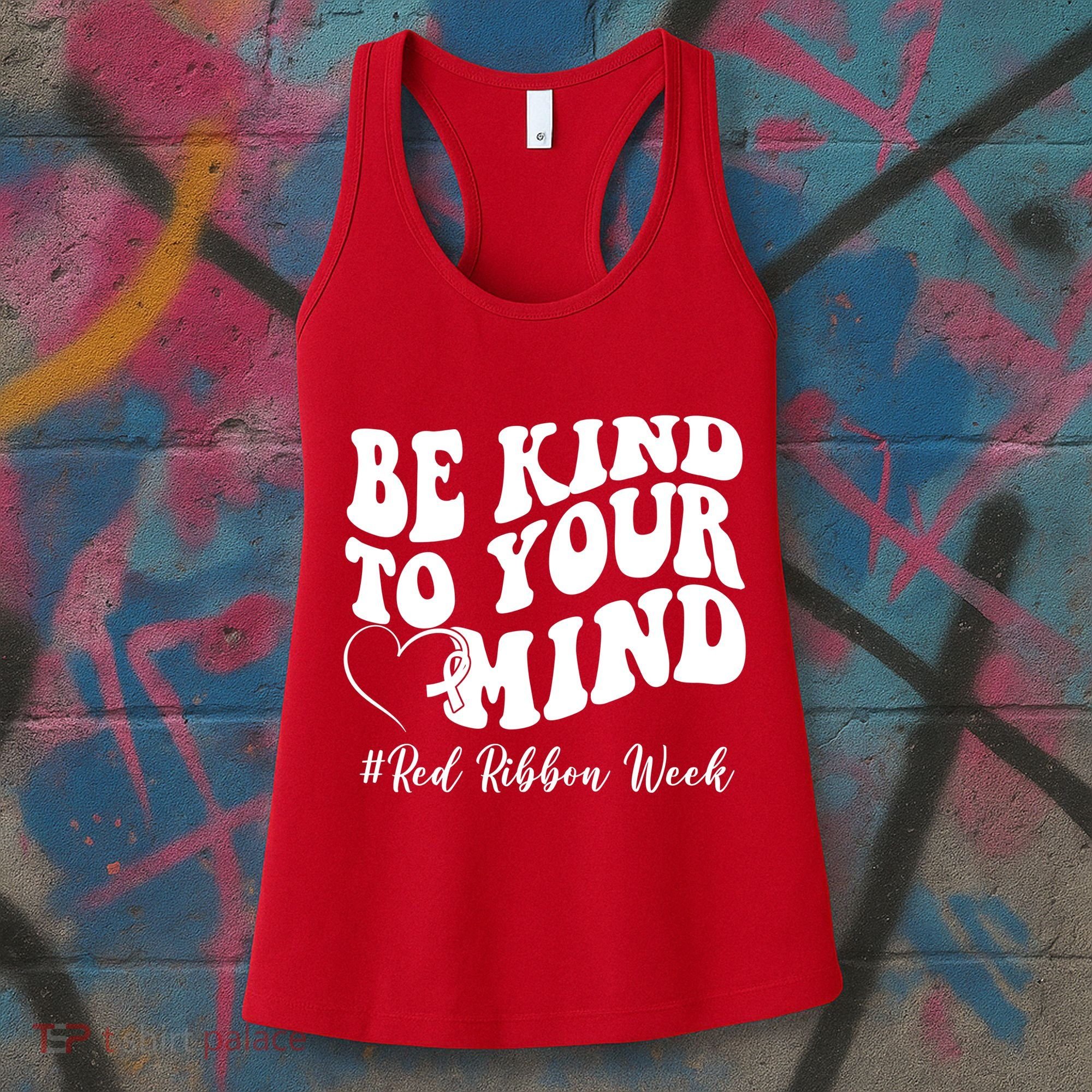 Be Kind To Your Mind Red Ribbon Week Groovy Women's Tank Top