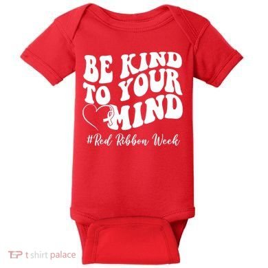 Be Kind To Your Mind Red Ribbon Week Groovy Baby Bodysuit