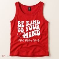 Be Kind To Your Mind Red Ribbon Week Groovy Tank Top thumb 2