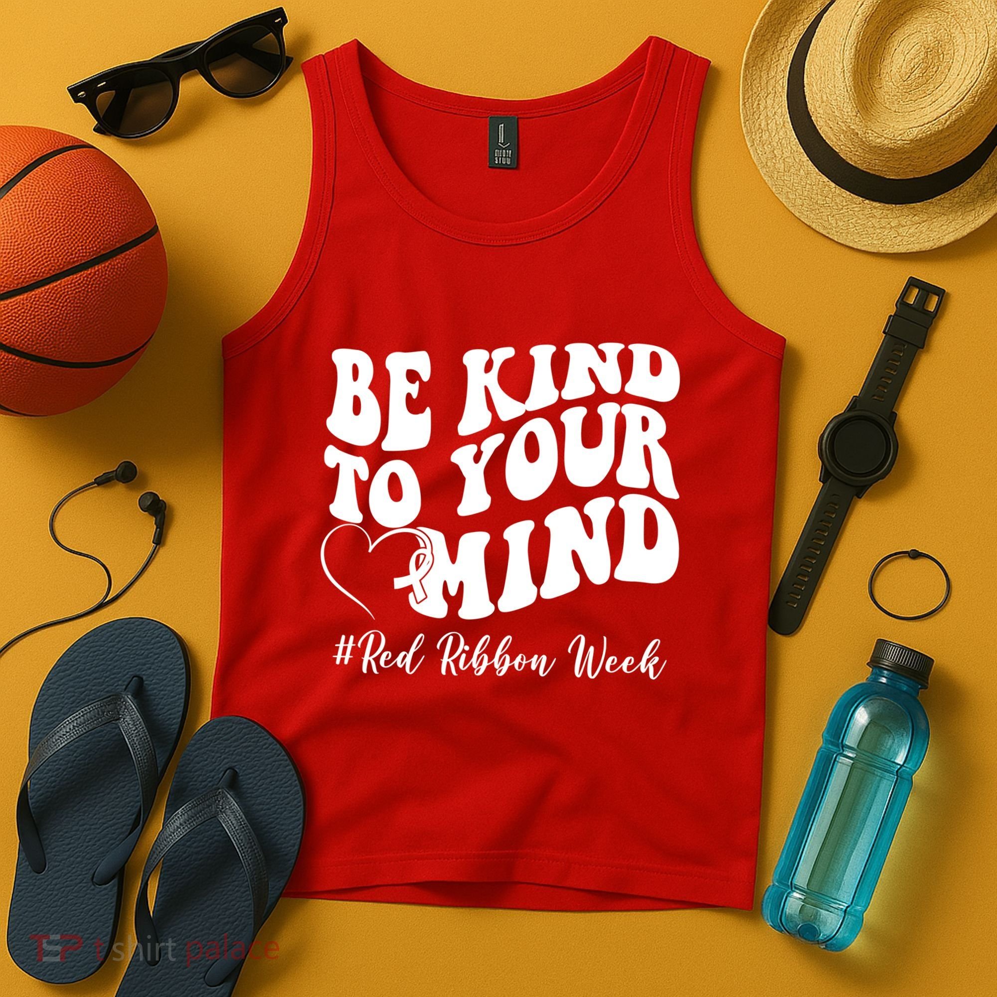 Be Kind To Your Mind Red Ribbon Week Groovy Tank Top