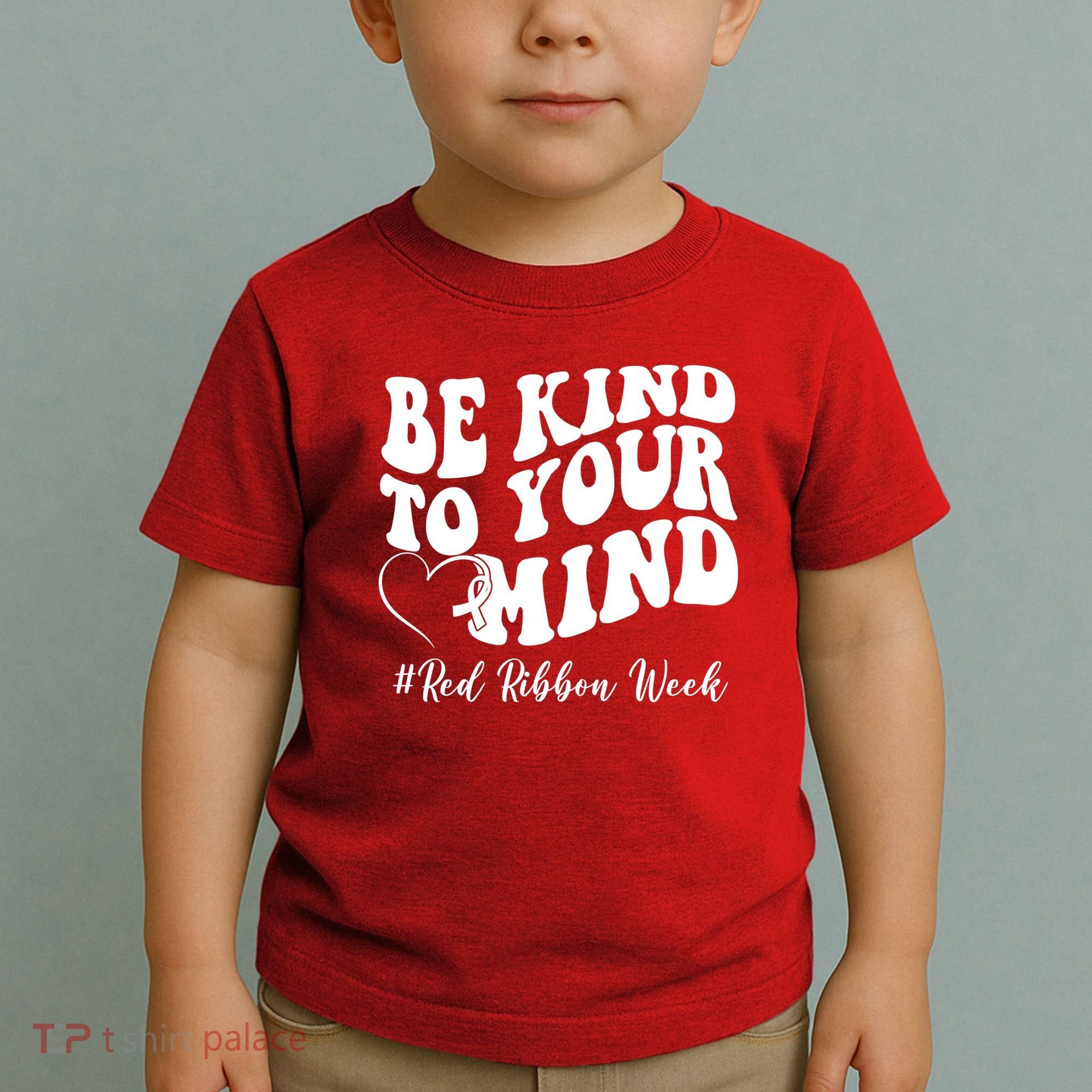 Be Kind To Your Mind Red Ribbon Week Groovy Toddler T-Shirt