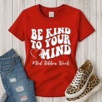 Be Kind To Your Mind Red Ribbon Week Groovy Women's T-Shirt thumb 3