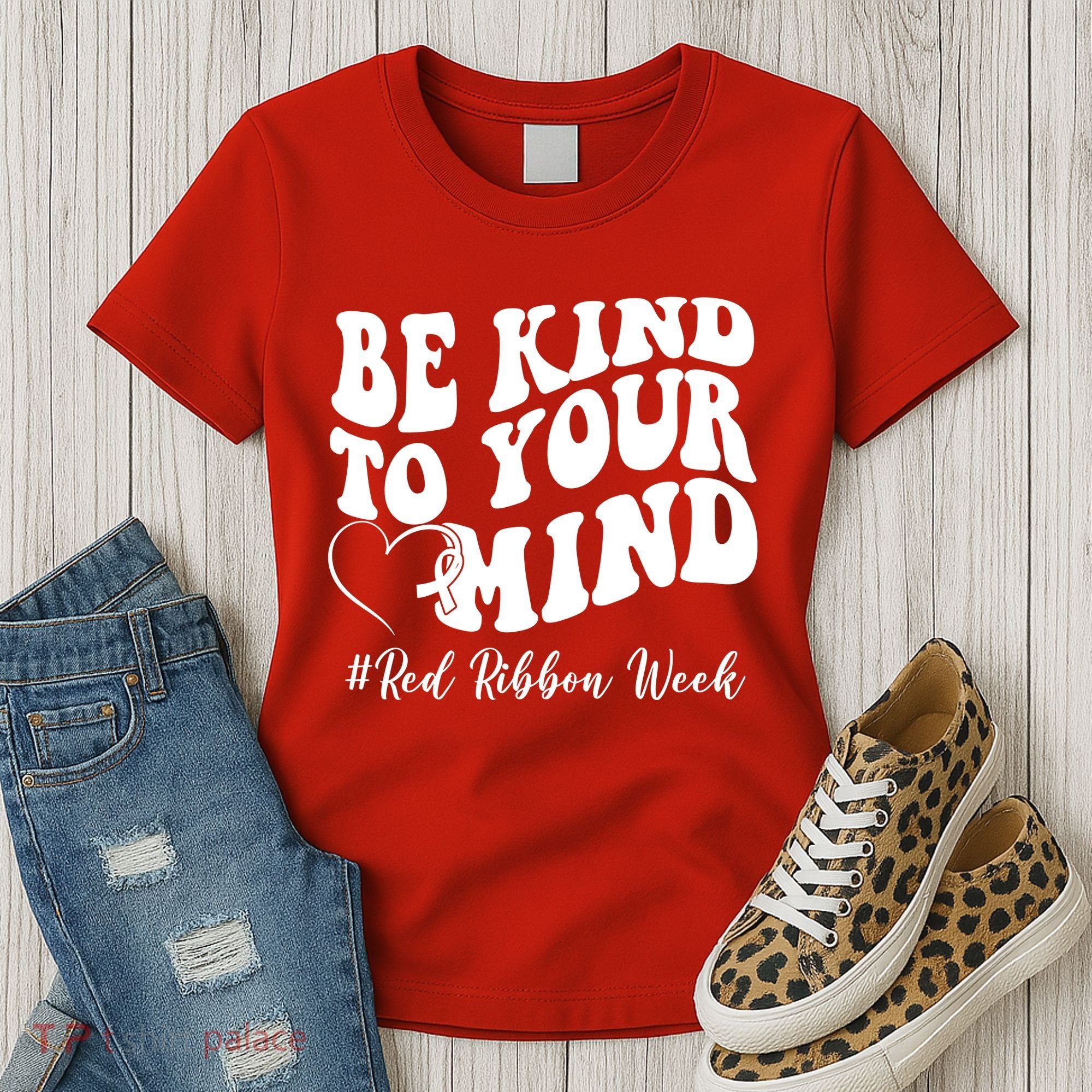 Be Kind To Your Mind Red Ribbon Week Groovy Women's T-Shirt