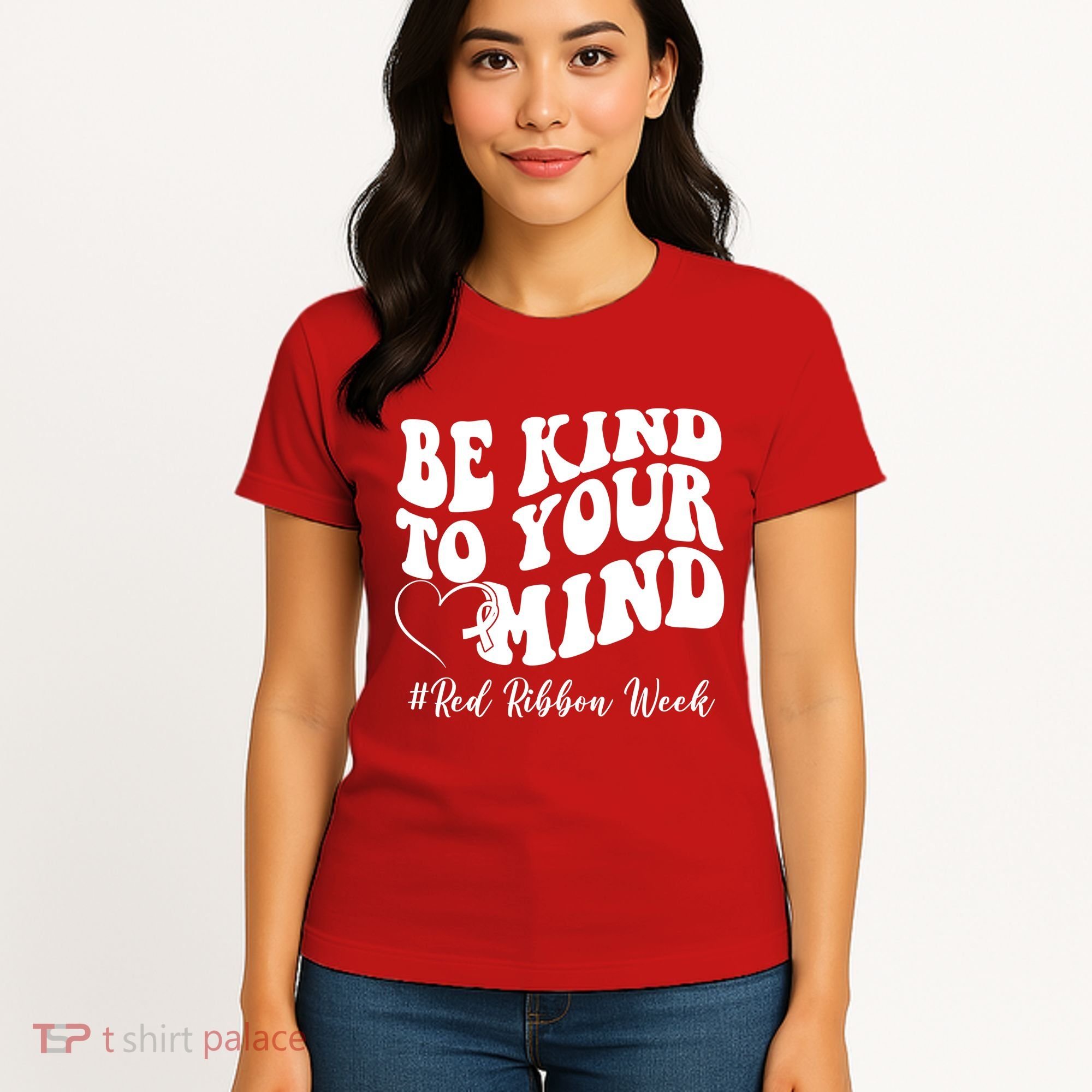 Be Kind To Your Mind Red Ribbon Week Groovy Women's T-Shirt