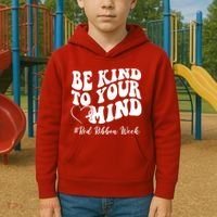 Be Kind To Your Mind Red Ribbon Week Groovy Kids Hoodie thumb 2