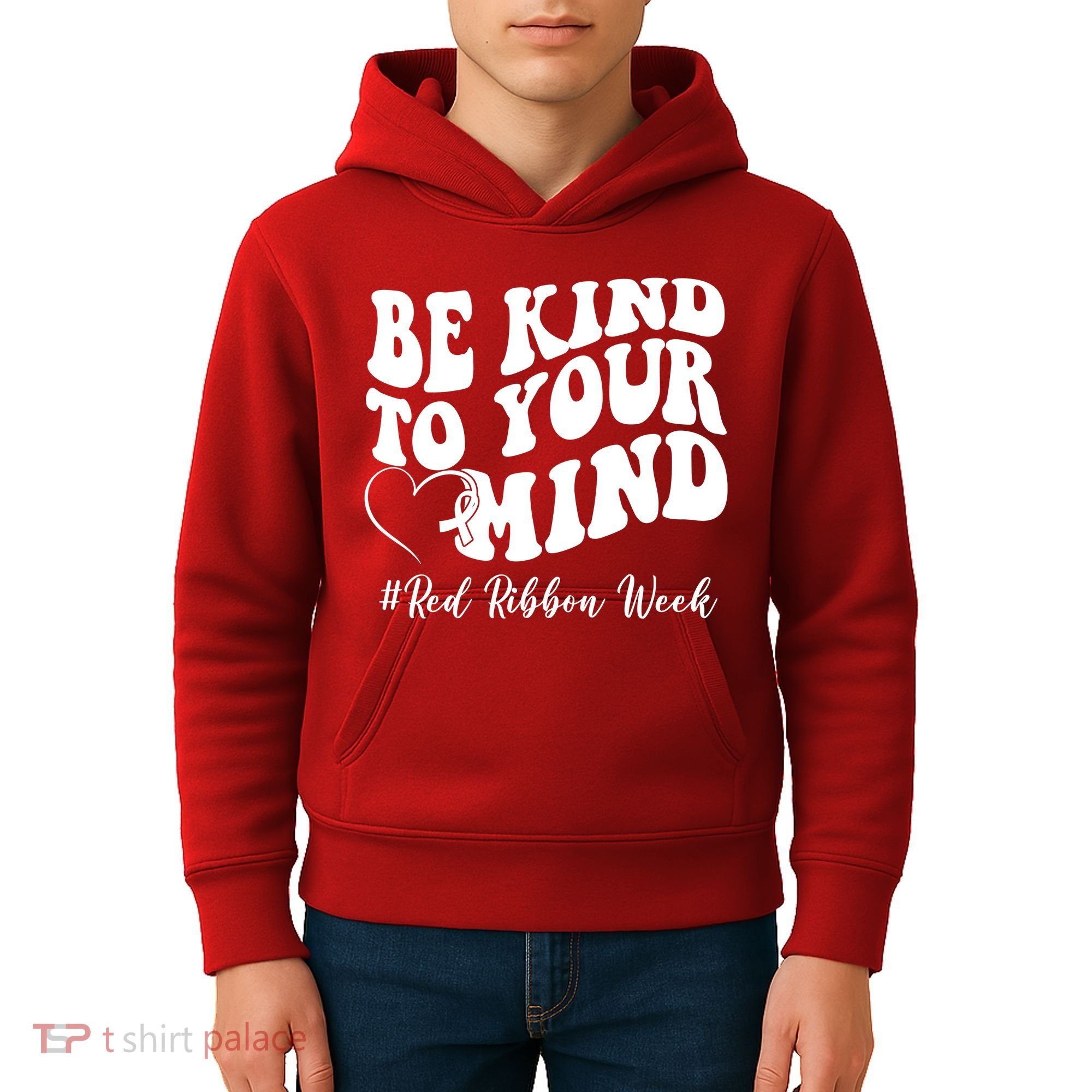 Be Kind To Your Mind Red Ribbon Week Groovy Kids Hoodie