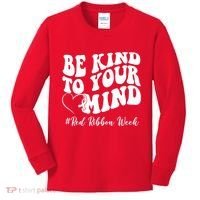 Be Kind To Your Mind Red Ribbon Week Groovy Kids Long Sleeve Shirt thumb 0