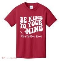 Be Kind To Your Mind Red Ribbon Week Groovy Kids T-Shirt thumb 0