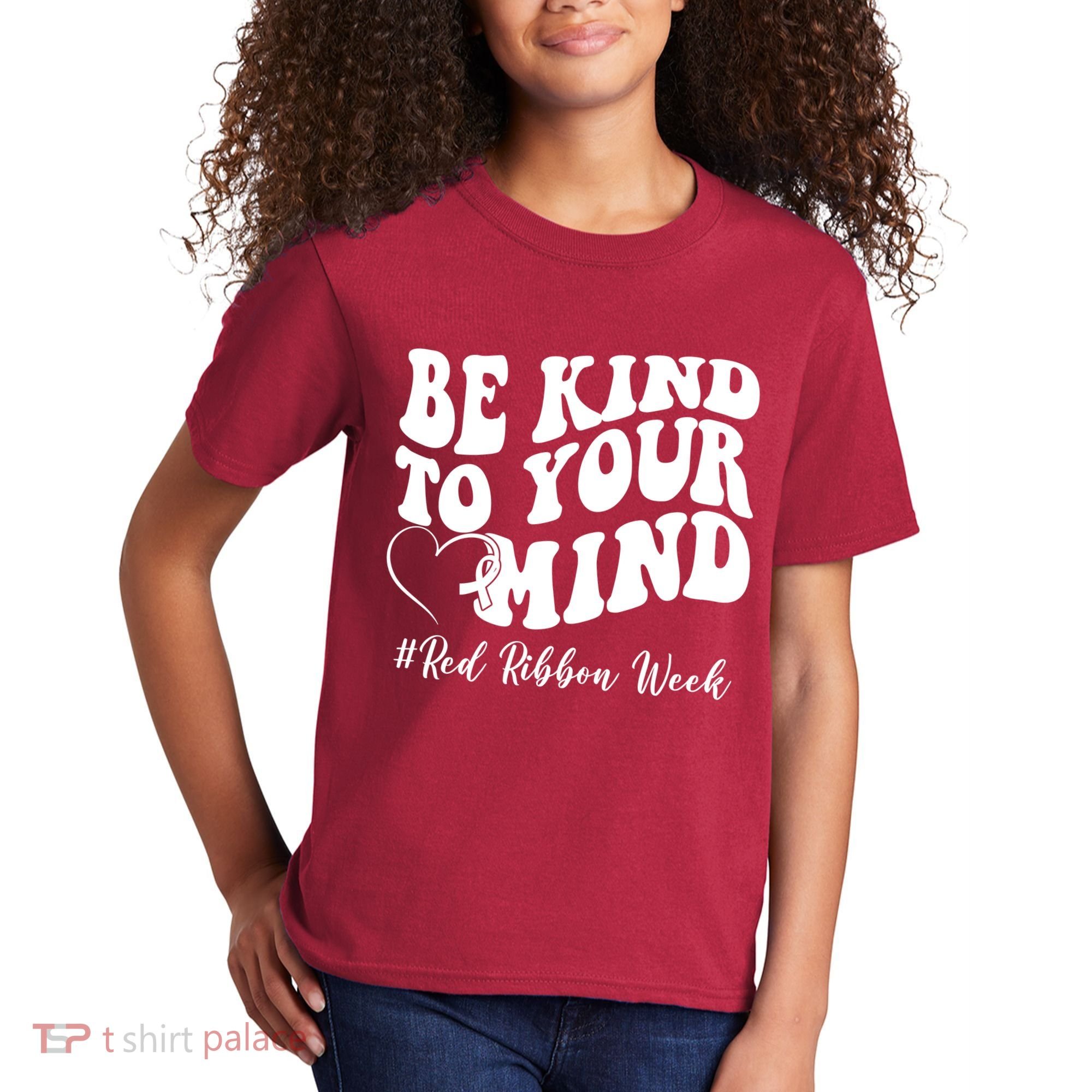 Be Kind To Your Mind Red Ribbon Week Groovy Kids T-Shirt