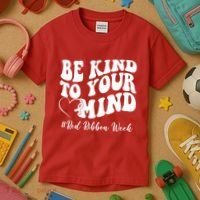 Be Kind To Your Mind Red Ribbon Week Groovy Kids T-Shirt thumb 3
