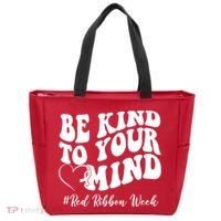 Be Kind To Your Mind Red Ribbon Week Groovy Tote Bag thumb 0