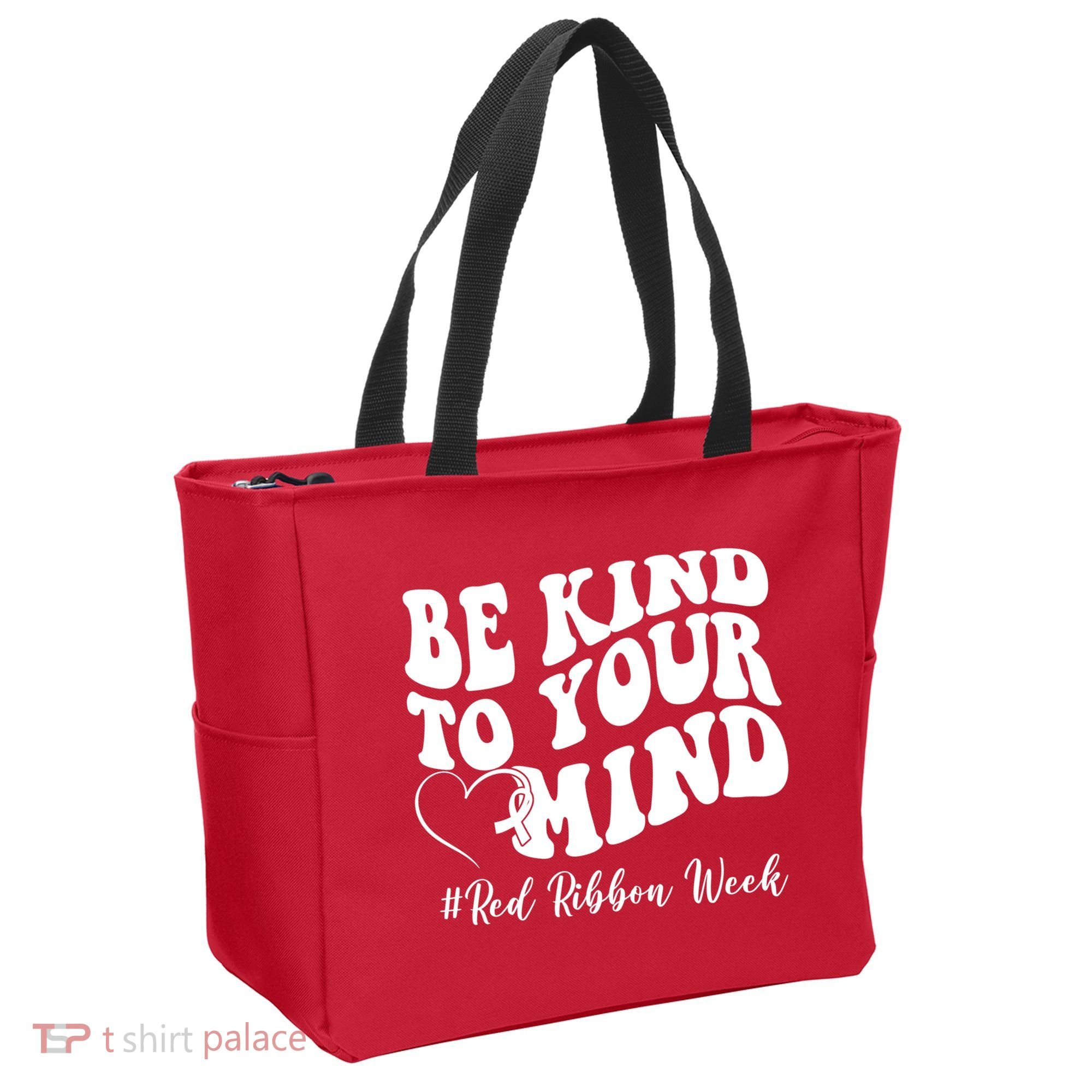 Be Kind To Your Mind Red Ribbon Week Groovy Tote Bag