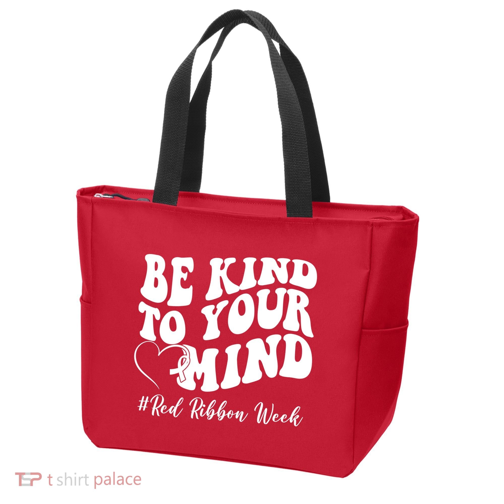 Be Kind To Your Mind Red Ribbon Week Groovy Tote Bag